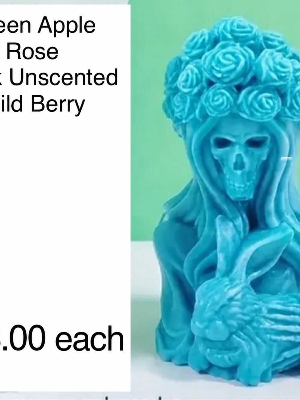 HALLOWEEN CANDLE Turquoise Skull & Rabbit Decorative Sculpture - Home Accents